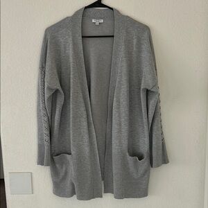 Gray Open-Front Cardigan Sweater